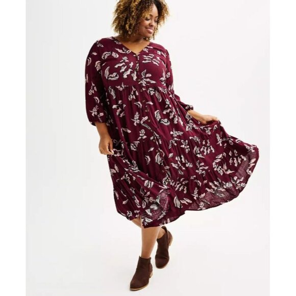 SONOMA Women SZ XL 3/4 Sleeve Button Front Maxi Dress Bishop Sleeve Pockets Boho - Picture 9 of 9